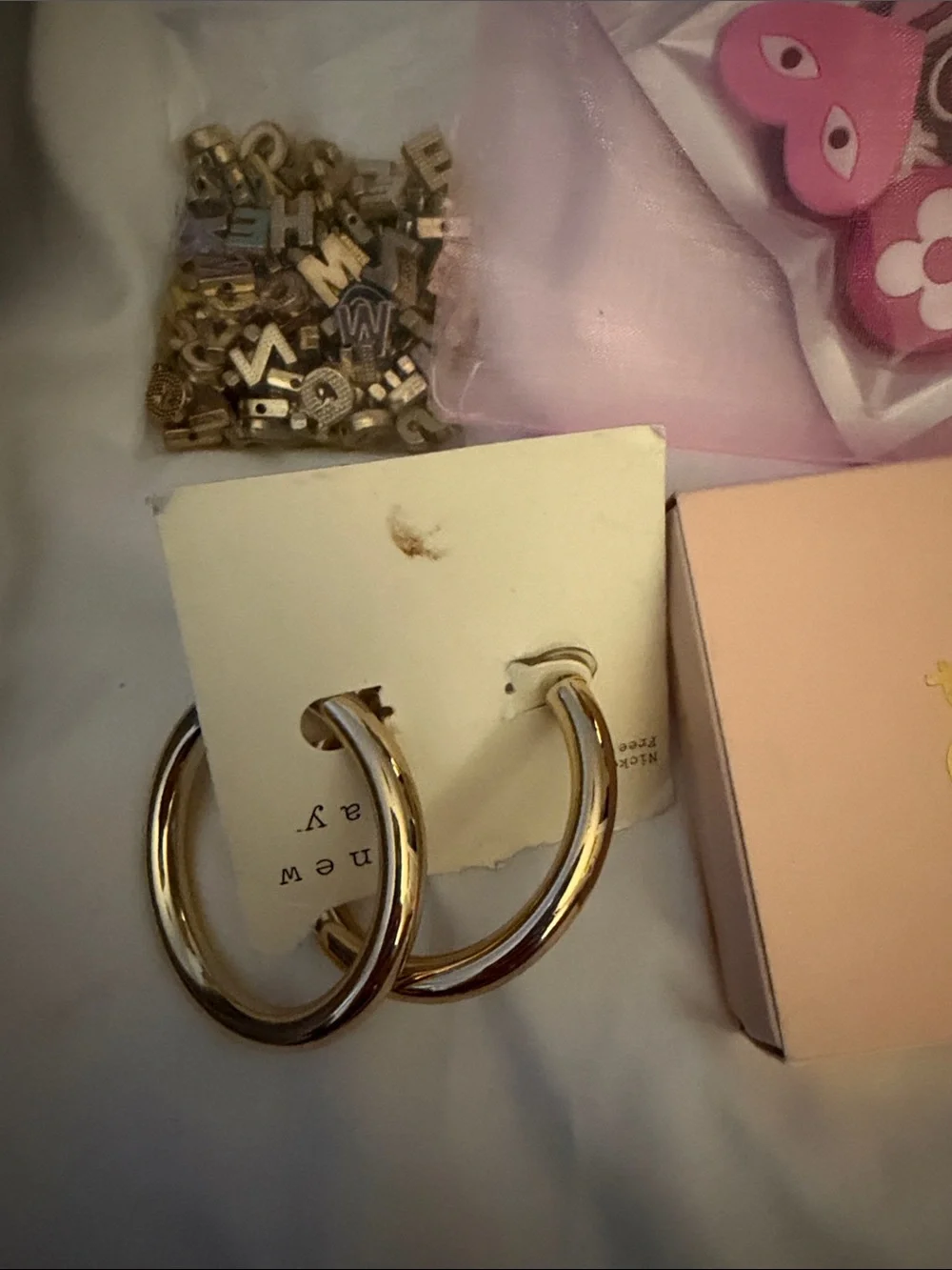 Kids Pink Bunny Charm Set with Assorted Beads